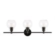 Living District Collier 3-Light Metal Wall Sconce in Black and Clear Glass