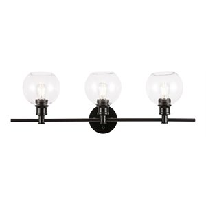 Living District Collier 3-Light Metal Wall Sconce in Black and Clear Glass