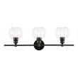 Living District Collier 3-Light Metal Wall Sconce in Black and Clear Glass