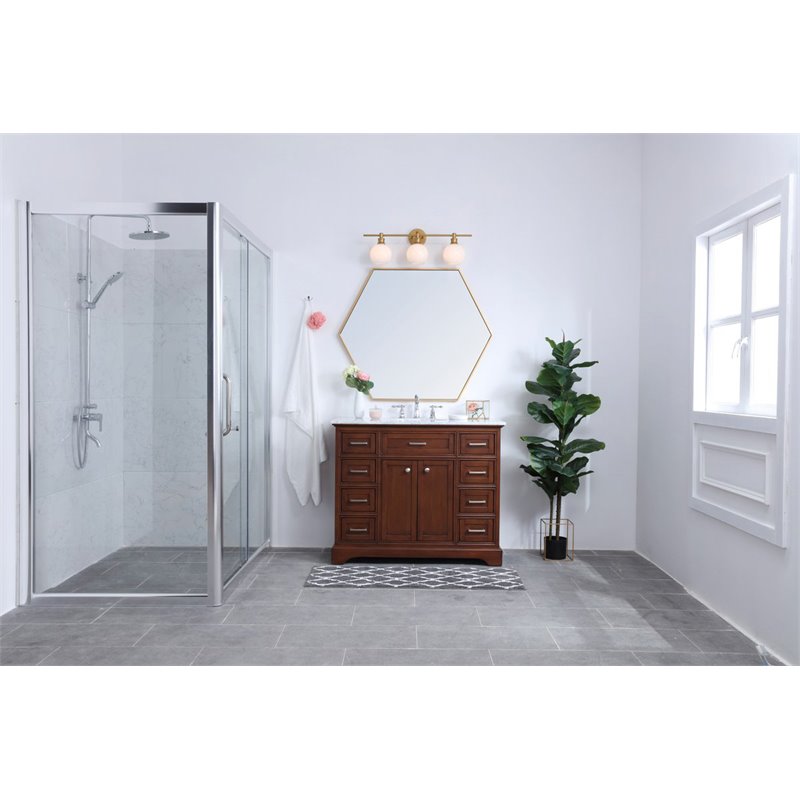 Living District Collier 3-Light Metal Wall Sconce in Brass and Frosted White