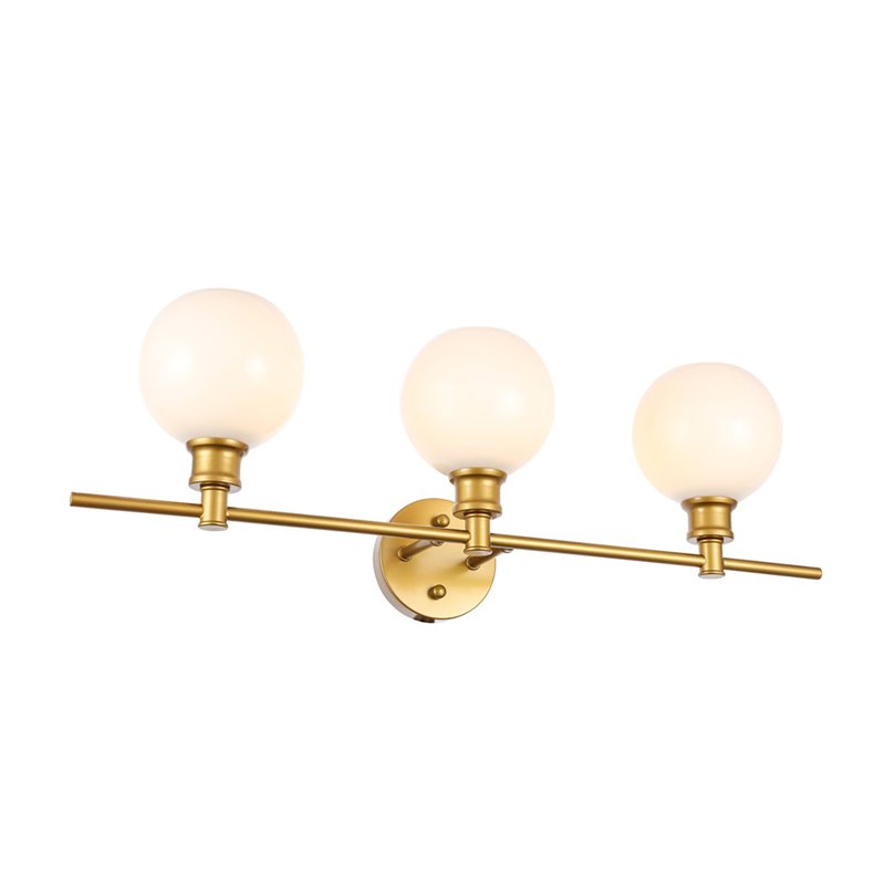 Living District Collier 3-Light Metal Wall Sconce in Brass and Frosted White