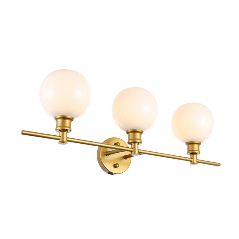 Living District Collier 3-Light Metal Wall Sconce in Brass and Frosted White