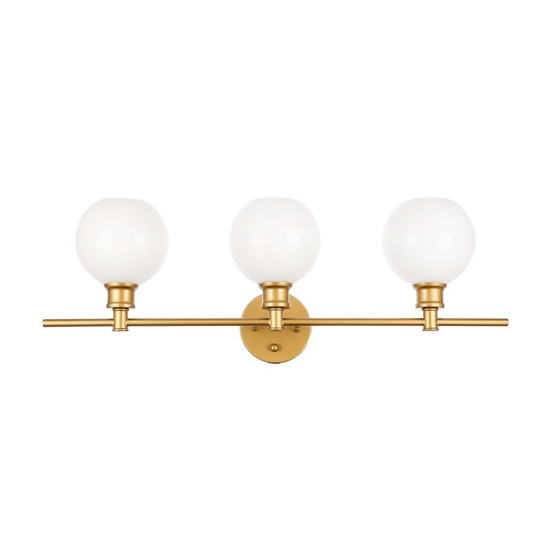 Living District Collier 3-Light Metal Wall Sconce in Brass and Frosted White