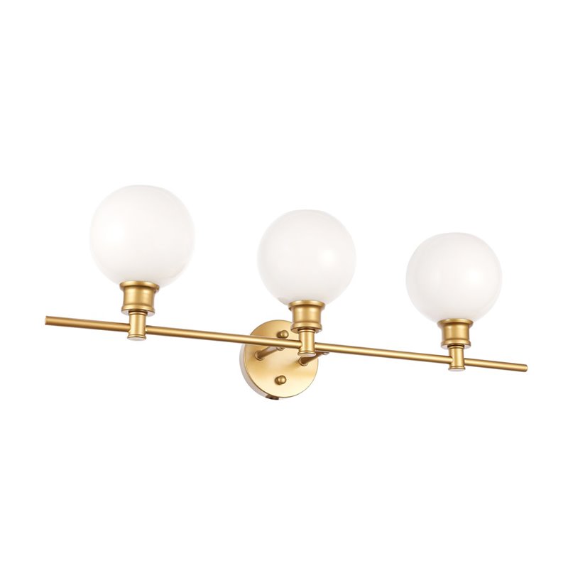 Living District Collier 3-Light Metal Wall Sconce in Brass and Frosted White