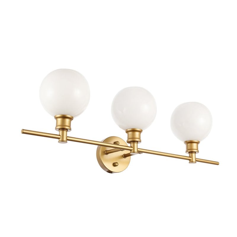 Living District Collier 3-Light Metal Wall Sconce in Brass and Frosted White
