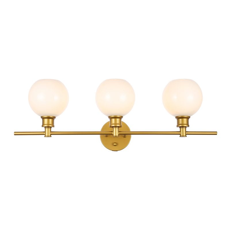 Living District Collier 3-Light Metal Wall Sconce in Brass and Frosted White