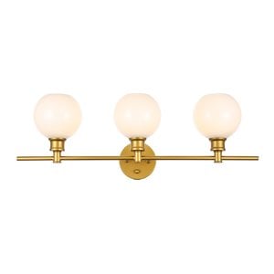 Living District Collier 3-Light Metal Wall Sconce in Brass and Frosted White