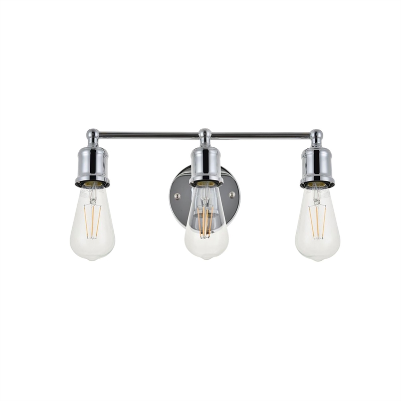 Living District Serif 3-Light Mid-Century Metal Wall Sconce in Chrome