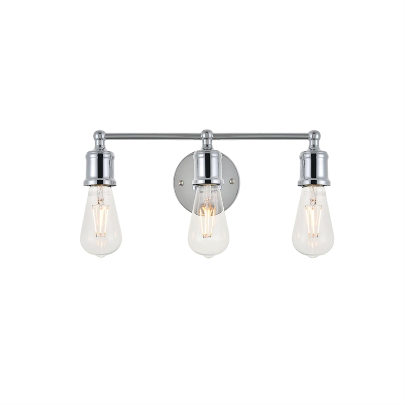 Living District Serif 3-Light Mid-Century Metal Wall Sconce in Chrome
