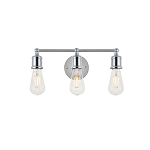 Living District Serif 3-Light Mid-Century Metal Wall Sconce in Chrome