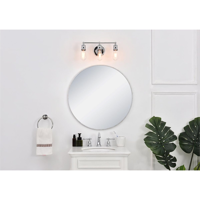 Living District Serif 3-Light Mid-Century Metal Wall Sconce in Chrome