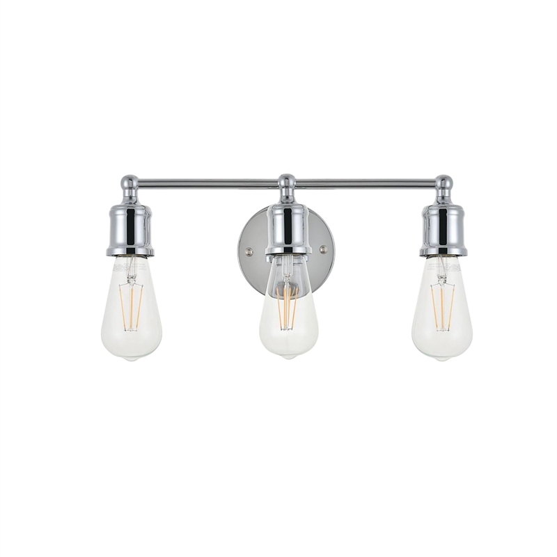 Living District Serif 3-Light Mid-Century Metal Wall Sconce in Chrome