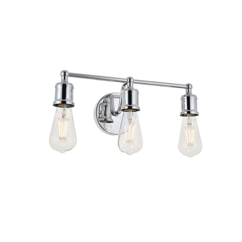 Living District Serif 3-Light Mid-Century Metal Wall Sconce in Chrome