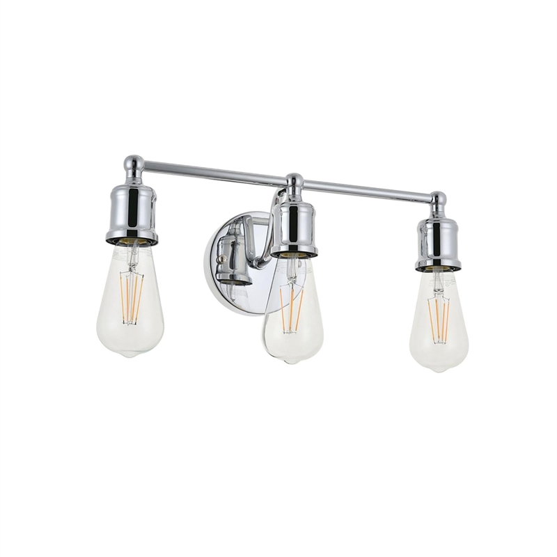Living District Serif 3-Light Mid-Century Metal Wall Sconce in Chrome