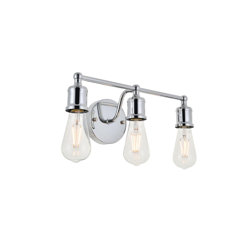 Living District Serif 3-Light Mid-Century Metal Wall Sconce in Chrome