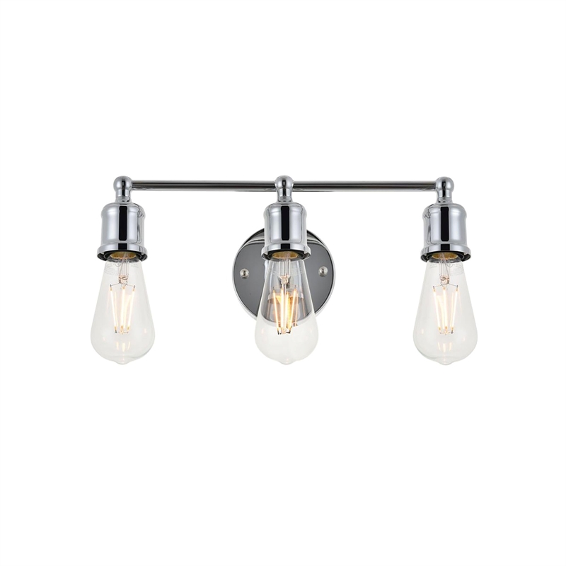 Living District Serif 3-Light Mid-Century Metal Wall Sconce in Chrome