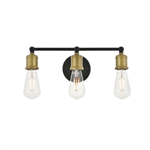 Living District Serif 3-Light Metal Wall Sconce in Brass and Black