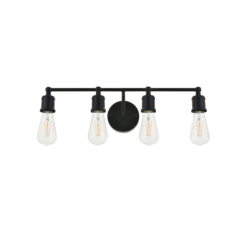 Living District Serif 4-Light Mid-Century Metal Wall Sconce in Black