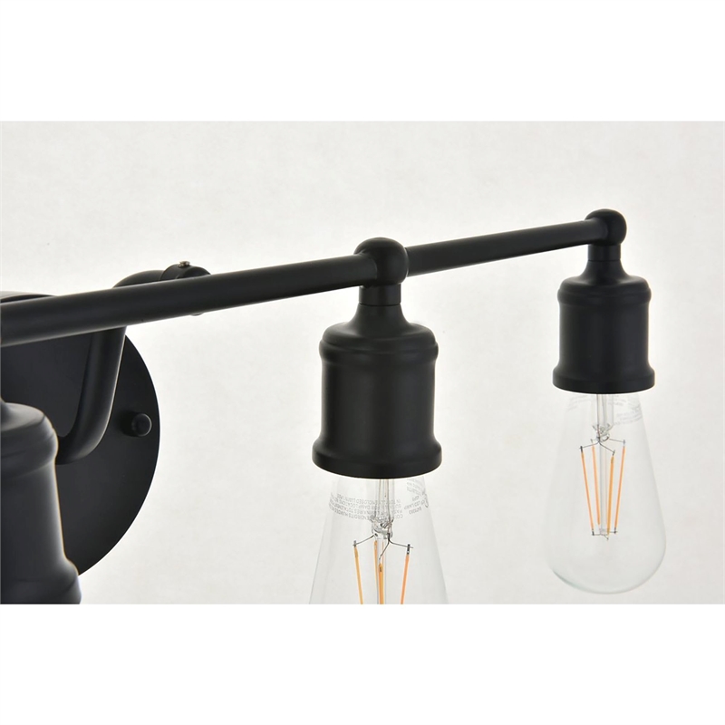 Living District Serif 4-Light Mid-Century Metal Wall Sconce in Black