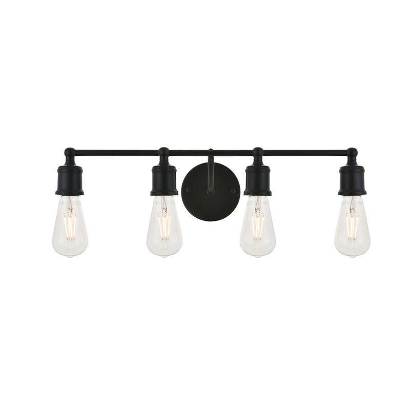 Living District Serif 4-Light Mid-Century Metal Wall Sconce in Black