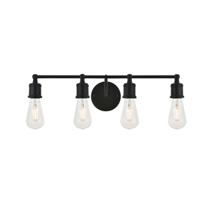 Living District Serif 4-Light Mid-Century Metal Wall Sconce in Black