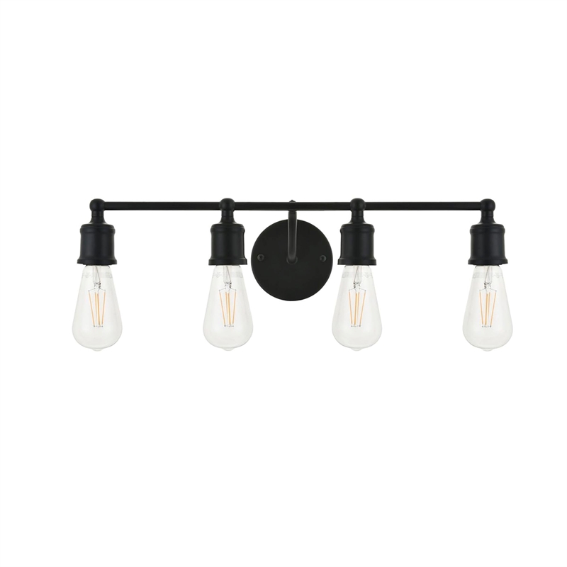 Living District Serif 4-Light Mid-Century Metal Wall Sconce in Black