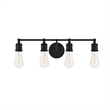Living District Serif 4-Light Mid-Century Metal Wall Sconce in Black