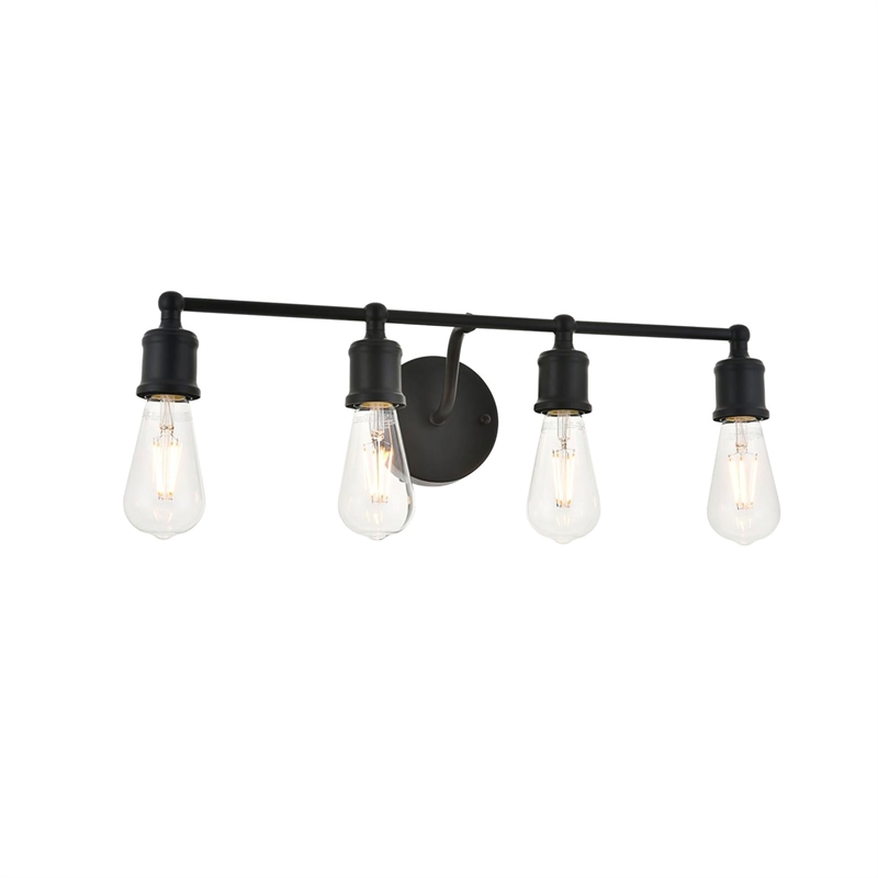 Living District Serif 4-Light Mid-Century Metal Wall Sconce in Black