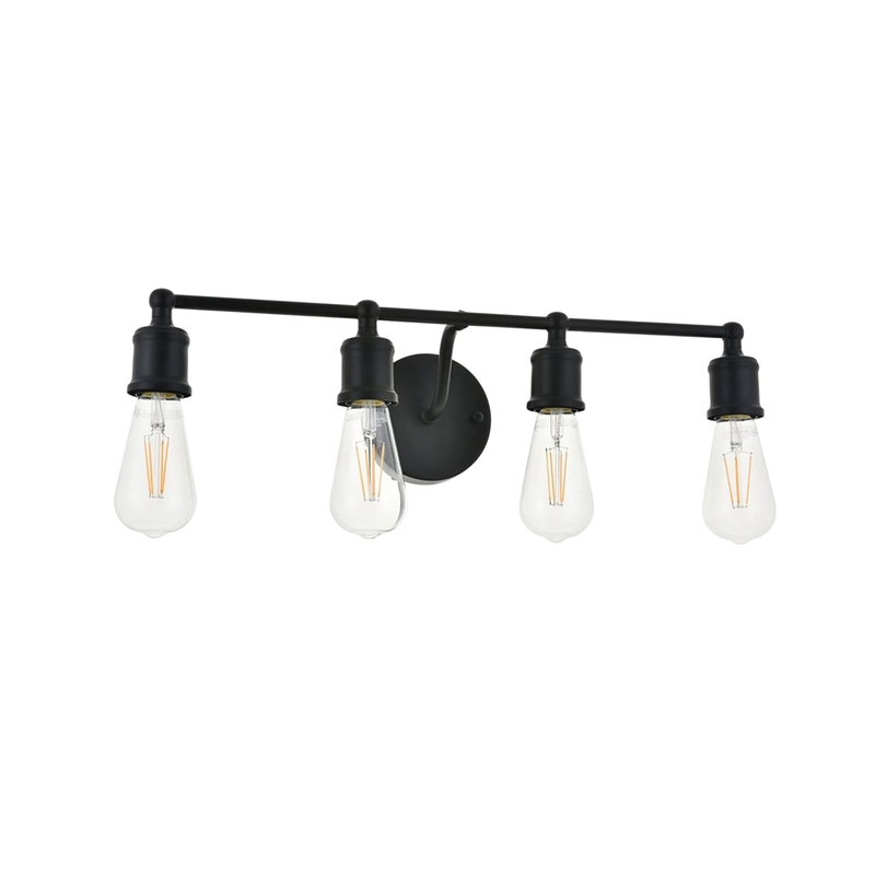 Living District Serif 4-Light Mid-Century Metal Wall Sconce in Black