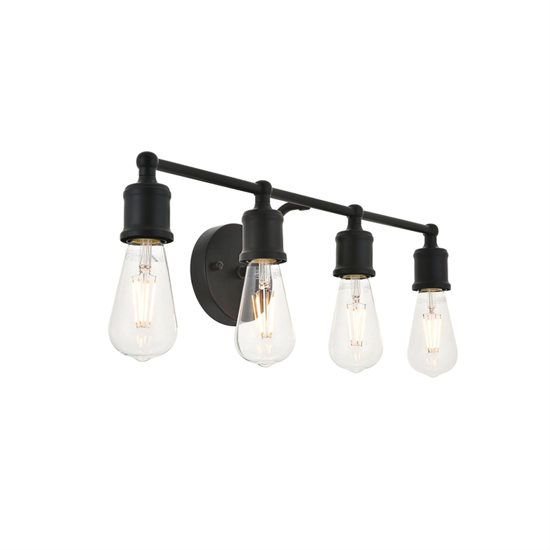 Living District Serif 4-Light Mid-Century Metal Wall Sconce in Black