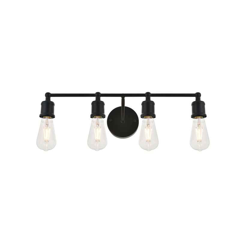 Living District Serif 4-Light Mid-Century Metal Wall Sconce in Black
