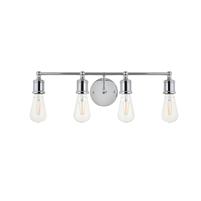 Living District Serif 4-Light Mid-Century Metal Wall Sconce in Chrome