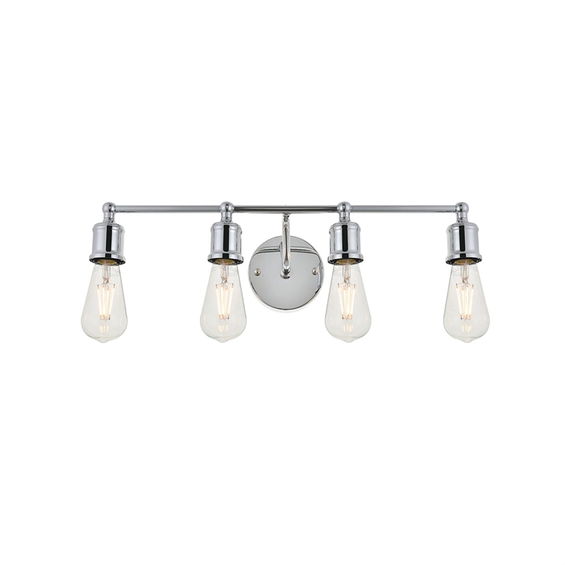 Living District Serif 4-Light Mid-Century Metal Wall Sconce in Chrome