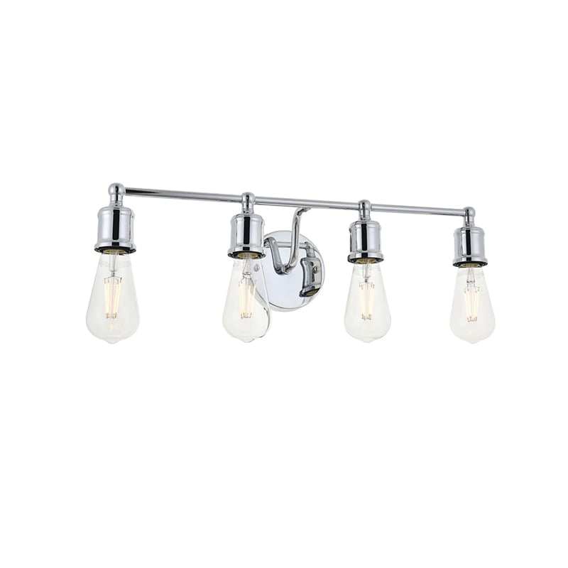 Living District Serif 4-Light Mid-Century Metal Wall Sconce in Chrome
