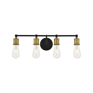 Living District Serif 4-Light Mid-Century Metal Wall Sconce in Brass and Black