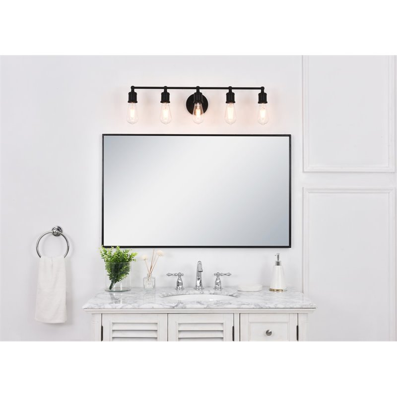 Living District Serif 5-Light Mid-Century Metal Wall Sconce in Black