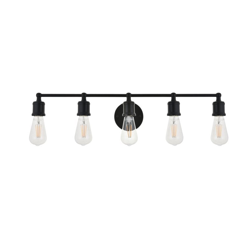 Living District Serif 5-Light Mid-Century Metal Wall Sconce in Black