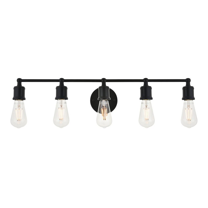 Living District Serif 5-Light Mid-Century Metal Wall Sconce in Black