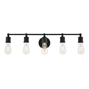 Living District Serif 5-Light Mid-Century Metal Wall Sconce in Black