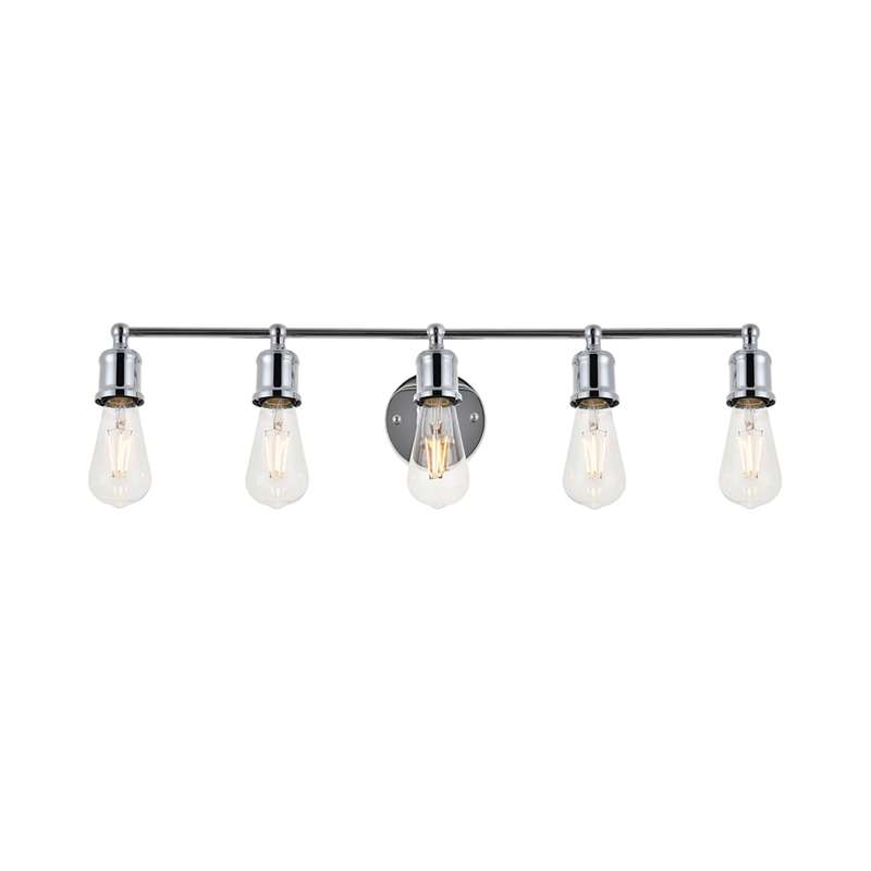 Living District Serif 5-Light Mid-Century Metal Wall Sconce in Chrome