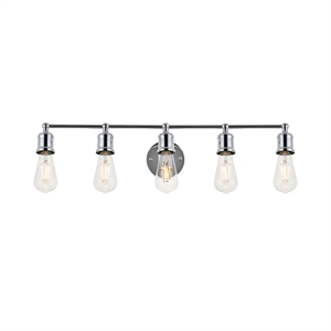 Living District Serif 5-Light Mid-Century Metal Wall Sconce in Chrome
