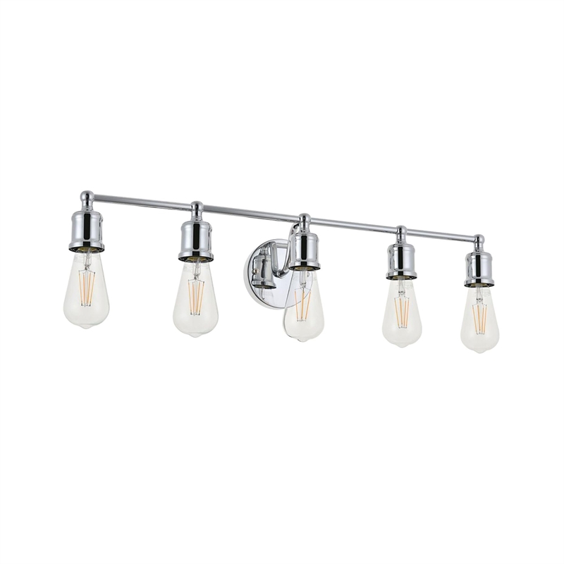 Living District Serif 5-Light Mid-Century Metal Wall Sconce in Chrome