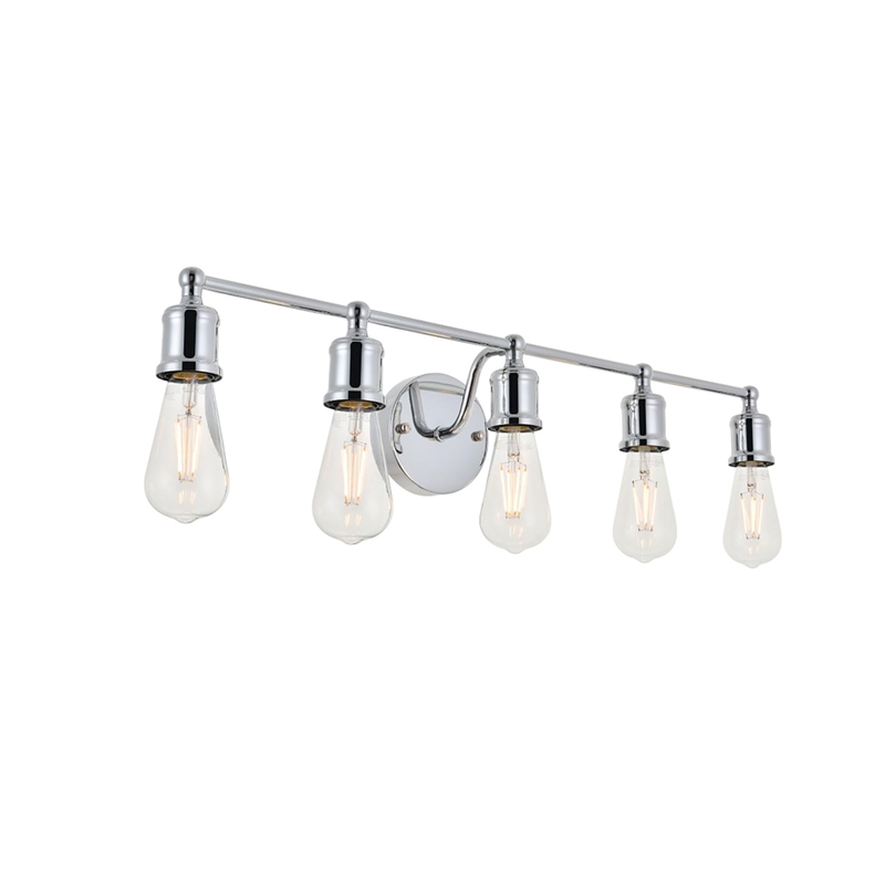 Living District Serif 5-Light Mid-Century Metal Wall Sconce in Chrome