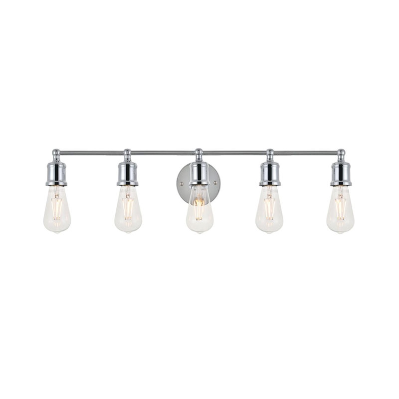 Living District Serif 5-Light Mid-Century Metal Wall Sconce in Chrome