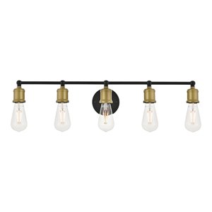 Living District Serif 5-Light Metal Wall Sconce in Brass and Black