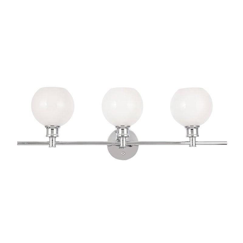Living District Collier 3-Light Metal Wall Sconce in Chrome and Frosted White