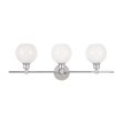 Living District Collier 3-Light Metal Wall Sconce in Chrome and Frosted White