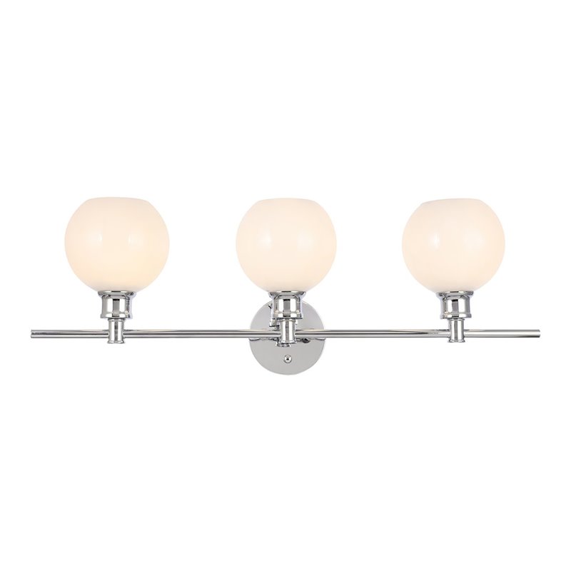 Living District Collier 3-Light Metal Wall Sconce in Chrome and Frosted White