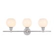 Living District Collier 3-Light Metal Wall Sconce in Chrome and Frosted White