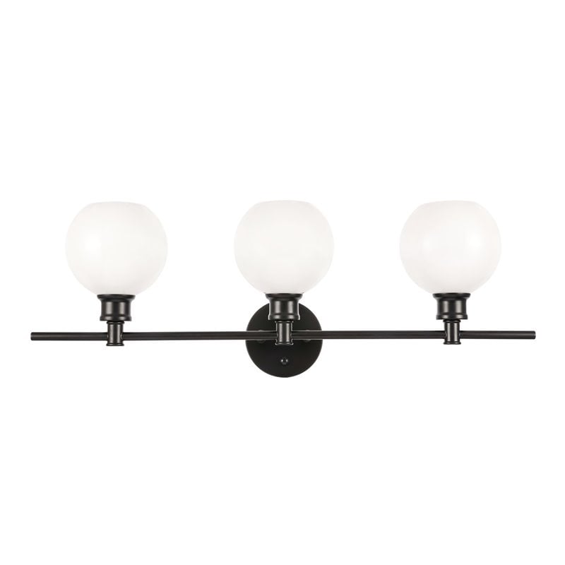 Living District Collier 3-Light Metal Wall Sconce in Black and Frosted White